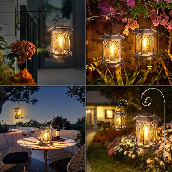 WdtPro Solar Lanterns Outdoor Lights, 4 Pack Bright Lanterns Outdoor Waterproof - Image 7