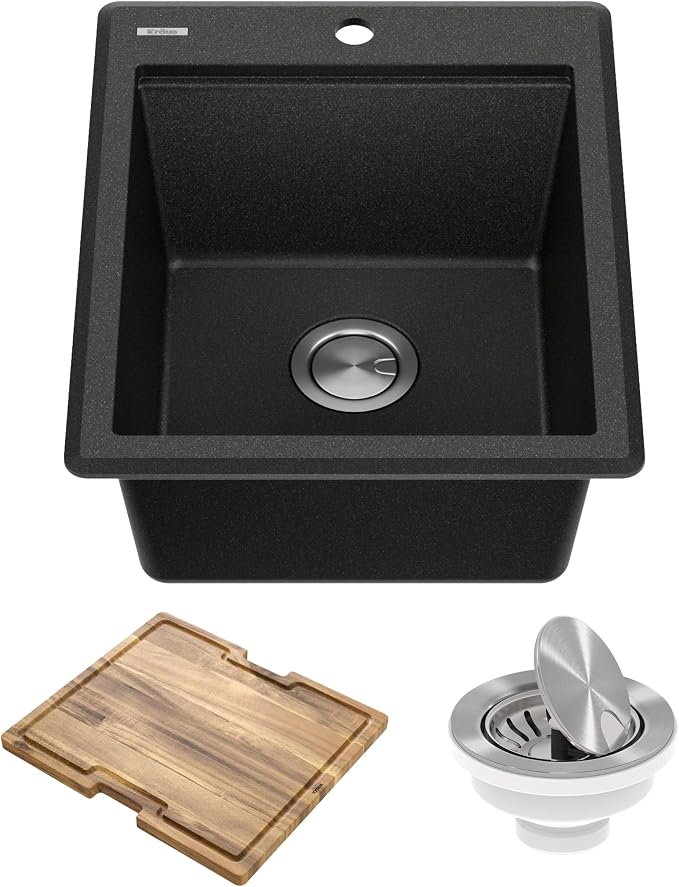 KRAUS Bellucci 18-inch Granite Workstation Drop In Top Mount Single Bowl by KRAUS