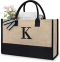 TOPDesign Initial Jute/Canvas Tote Bag, Personalized Present Bag, Suitable by TOPDesign