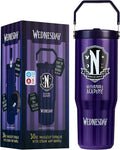 Get Trend Wednesday Tumbler with Straw 30oz Girls Teens Insulated Cup with Lid Handle Travel Mug Cups with Lids for School Sports Gifts for Girls (Purple Wednesday) by GetTrend