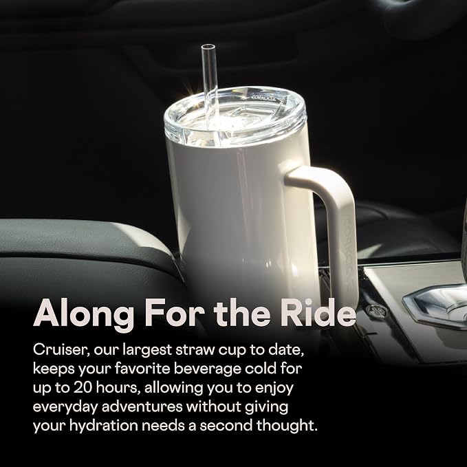 Corkcicle x Rifle Paper Co. Cruiser Insulated Tumbler with Handle & Straw - Keeps Drinks Cold 20 Hours - BPA-Free - 40 oz - Gift for Mom - Great for Mother's Day or Christmas - Gloss Blue Hydrangea - Image 6
