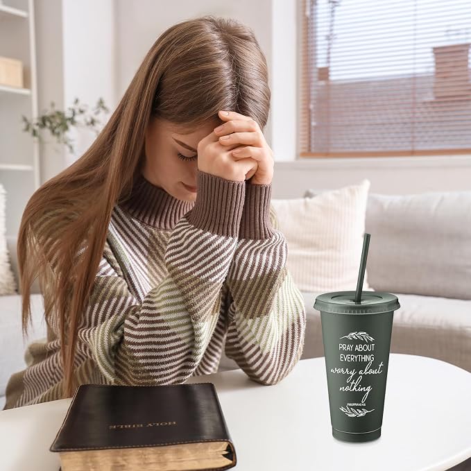 Havawish 36 Pcs Mothers Day Christian Tumbler Gift Bulk Religious Inspirational 24 oz Drinking Jesus Cup with Lid Straw Bible Verse Plastic Cup for Church Father Teacher First Communion (Vivid Color) - Image 5