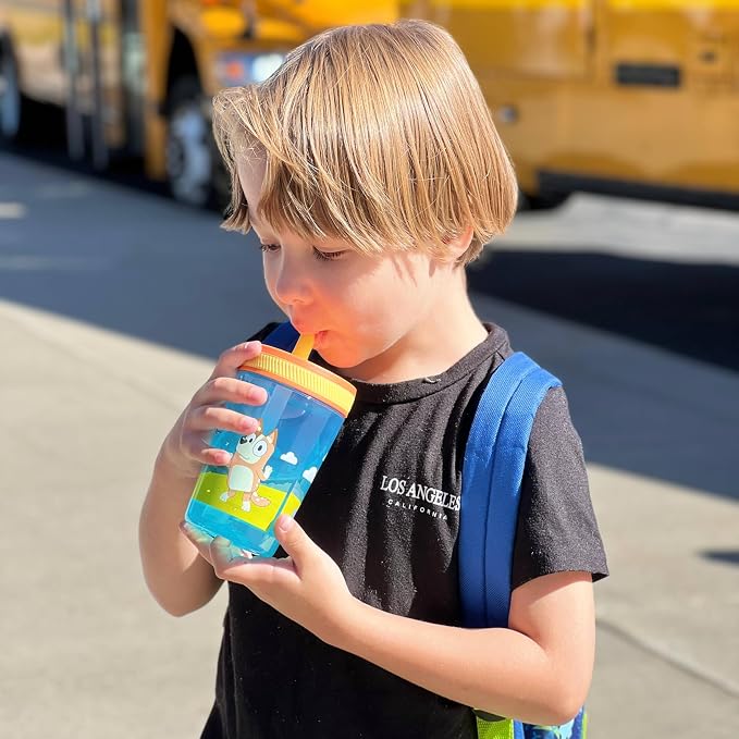 Zak Designs 15oz Bluey Kelso Tumbler Set, Leak-Proof Screw-On Lid with Straw Made of Durable Plastic and Silicone, Perfect Bundle for Kids, 2 Count (Pack of 1) - Image 9