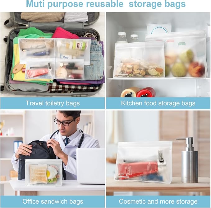 SPLF 3 Pack Leakproof Clear Toiletry bags, TSA Approved Quart Size Zipper Bags - Image 7
