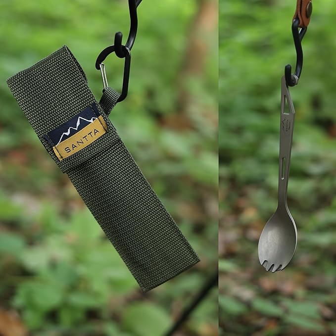 SANTTA Titanium Camping Utensil Set, Titanium Spork, Spoon Fork & Bottle Opener - Image 6