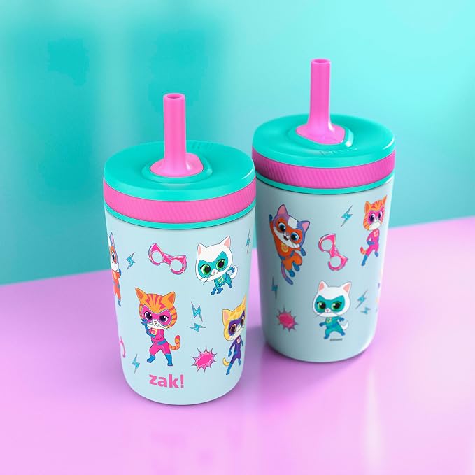 Zak Designs SuperKitties Kelso Toddler Cups For Travel or At Home, 12oz Vacuum Insulated Stainless Steel Sippy Cup With Leak-Proof Design is Perfect For Kids (Ginny, Sparks, Buddy, Bitsy) - Image 12