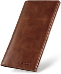 VISOUL Mens Checkbook Leather Wallets Long Bifold Wallets by VISOUL