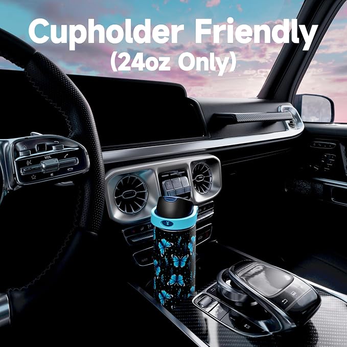 24 oz Insulated Water Bottle for Women: Meoky Glow in the Dark Water Bottle with 2-in-1 Straw and Spout Lid - Leak Proof, Cold for 24 Hours, Fits in Car Cup Holder, BPA-Free for Sports Travel, Moonlit - Image 7