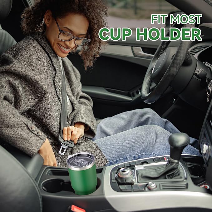 30 oz Tumbler with Lid Stainless Steel Tumblers Bulk Vacuum Insulated Cup Reusable Powder Coated Travel Mug Double Wall Leak Proof Cups Keep Cold Drinks for 12 Hours Dark Green, Set of 4 - Image 3