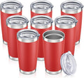 20 oz Tumbler with Lid Stainless Steel Insulated Tumblers Bulk Double Wall Vacuum Cups Powder Coated Travel Mug Keep Drink Cold and Hot, Wine Red, 8 Pack by Orebigo