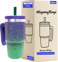 20-OZ Insulated Water Bottle,Insulated Stainless Steel Tumbler,Reusable Cold Drink Thermos,BPA-Free, Double-Wall Stainless Steel Water Bottle (Purple Green Gradient-Diamond, 20, Fluid Ounces) by Unknown
