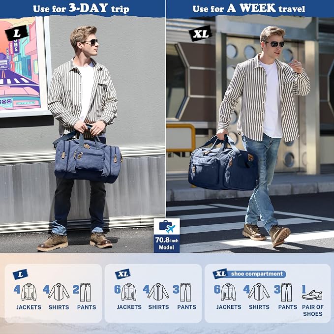Gonex Canvas Duffle Bag for Travel 60L Expandable Duffel Weekend Overnight Bag - Image 10