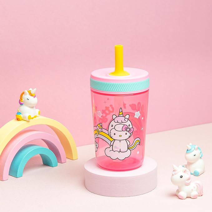Zak Designs 15oz Hello Kitty Kelso Tumbler Set, Leak-Proof Screw-On Lid with Straw Made of Durable Plastic and Silicone, Perfect Bundle for Kids, 2 Count (Pack of 1) - Image 2
