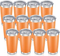 20 oz Tumbler with Lid Stainless Steel Insulated Tumblers Bulk Double Wall Vacuum Cups Powder Coated Travel Mug Keep Drinks Cold and Hot, Orange, 12 Pack by Orebigo