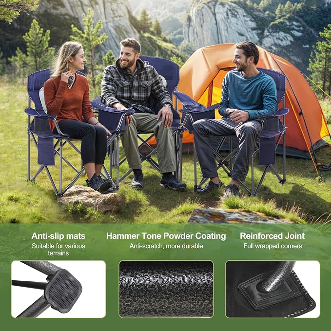 LET'S CAMP Oversized Folding Camping Chair Portable Outdoor Heavy Duty Padded - Image 7