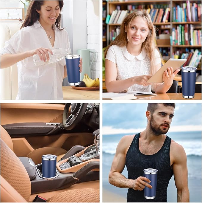 Sieral 36 Pack Stainless Steel Tumblers Bulk with Lids Double Wall Vacuum Insulated Coffee Cups Blank leakproof Powder Coated Tumblers for Engraving Wedding Graduation Party Favors(20 oz,Navy) - Image 7
