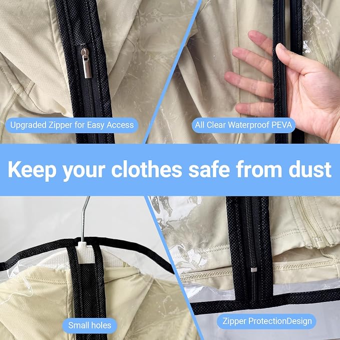 Garment Bags for Hanging Clothes 24'' x 54'' Coat Covers for Closet Foldable - Image 5