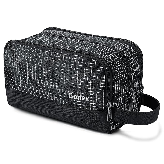 Gonex Travel Toiletry Bag Nylon, Dopp Kit Shaving Bag Toiletry Organizer Check by Gonex