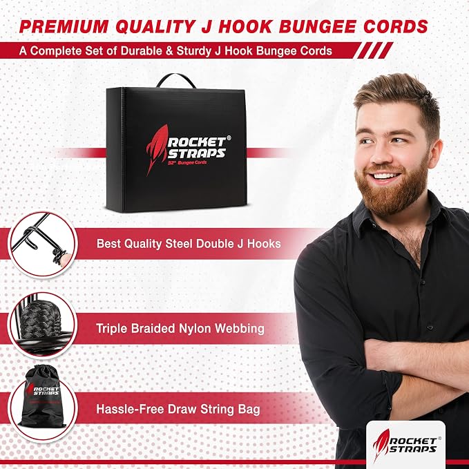 Rocket Straps - Ultimate Outdoor Bungee Cord Assortment - Heavy Duty Set of 12 - Image 4