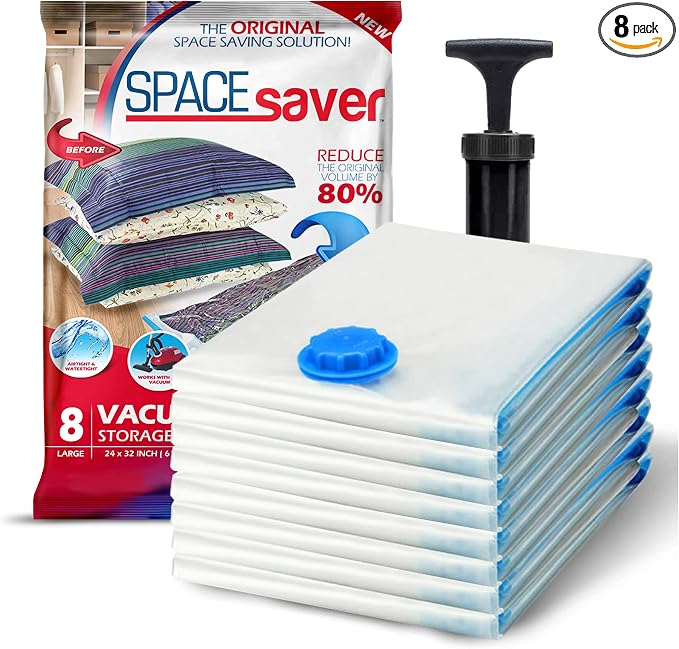 8 Pack Large Vacuum Storage Bags by Spacesaver