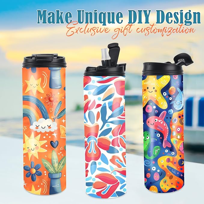 Joyclub 8 Pack Sublimation Water Bottle Blanks Dual Opening 20 oz Sublimation Tumblers with Leakproof Lid and Straw Insulated Stainless Steel Sports Cups - Image 5