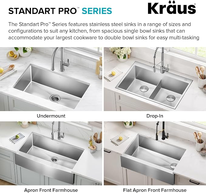 KRAUS Standart PRO 28-inch 16 Gauge Undermount Single Bowl Stainless Steel - Image 16