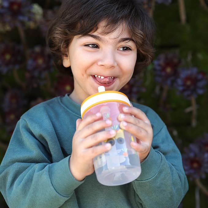 Zak Designs Kelso Toddler Cups For Travel or At Home, 15oz 2-Pack Durable Plastic Sippy Cups With Leak-Proof Design is Perfect For Kids (Silly Goose, Harvest) - Image 2