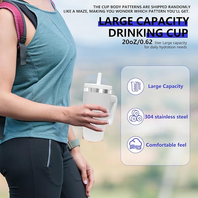 2PCS 20-OZ Insulated Water Bottle,Insulated Stainless Steel Tumbler,Reusable Cold Drink Thermos,BPA-Free, Double-Wall Stainless Steel Water Bottle (Body Color-Blind Boxs, 20, Fluid Ounces) - Image 6