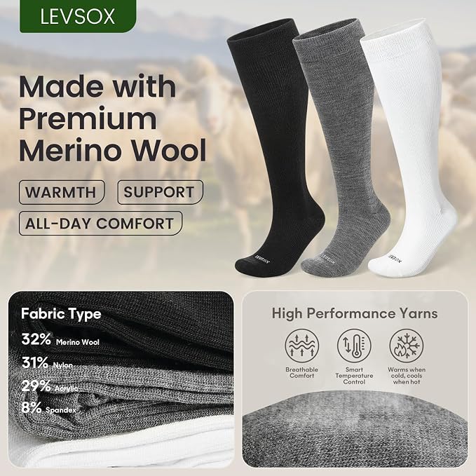 LEVSOX Merino Wool Compression Socks - Image 2