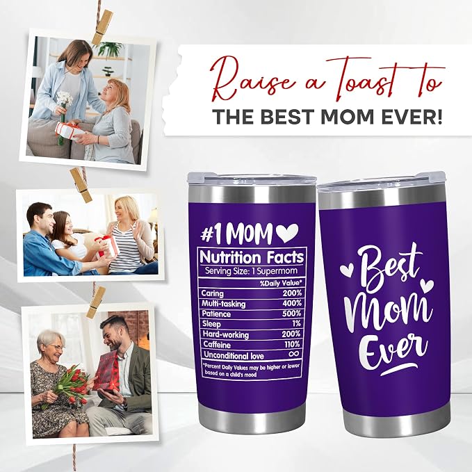 TEEZWONDER Birthday Gifts for Mom from Daughter Son - Best Mom Ever Stainless Steel Insulated Coffee Tumbler with Lid 20 oz - Mothers Day Birthday Gifts for Moms Mama Mother in Law Stepmom - Image 7