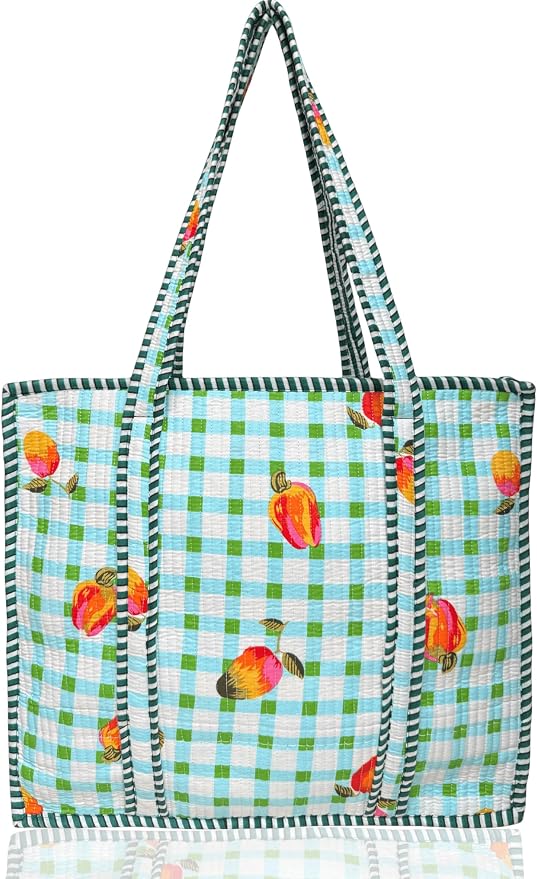 Cotton Quilted Tote Bag for Women – Large Beach & Travel Tote by ThirdEyeExport