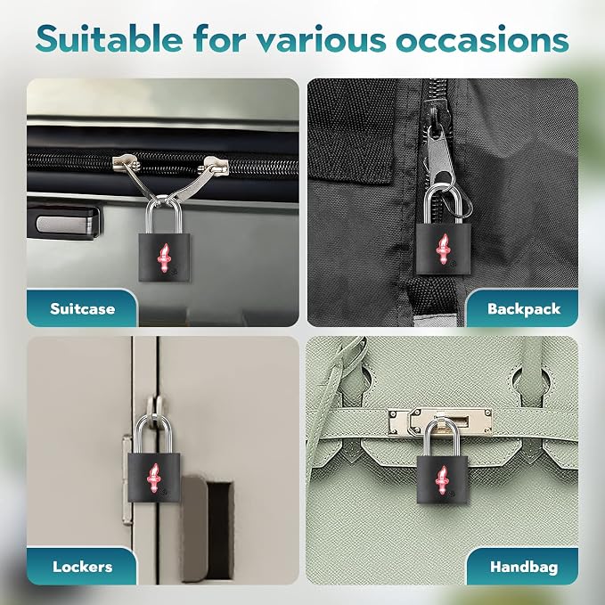 4 Pack Neon Square TSA Approved Luggage Locks - Image 5