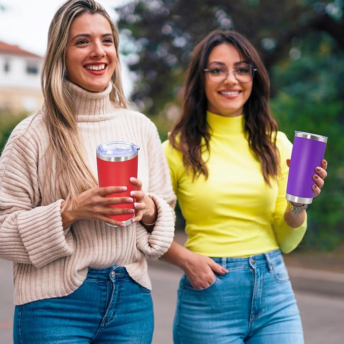 20oz Tumbler Stainless Steel Tumbler Cup with Lid Vacuum Insulated Double Wall Travel Mug, Durable Powder Coated Travel Coffee Tumbler Mug for Hot & Cold Drinks, Purple,1 Pack - Image 8