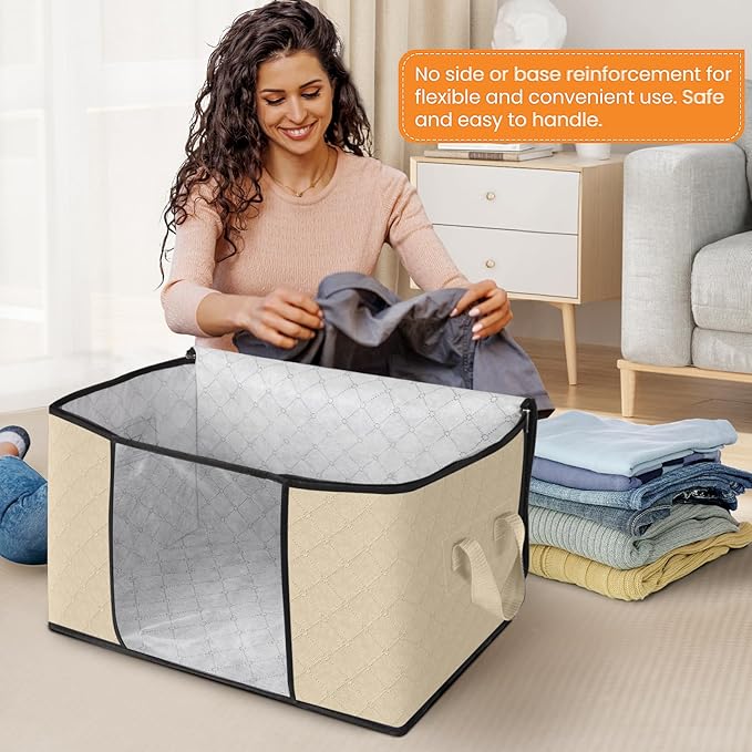 Fab totes 10 Pack Clothes Storage, Foldable Thick Fabric Blanket Storage Bags - Image 3