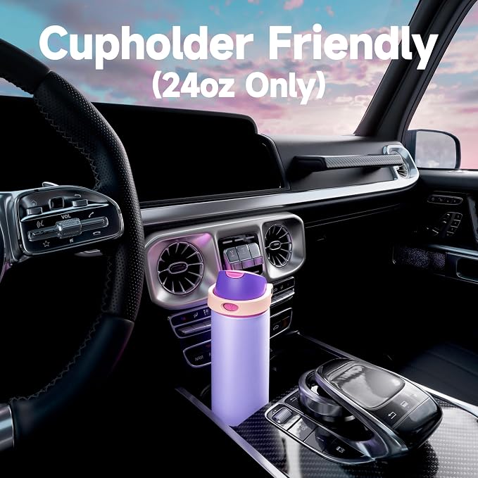 24 oz Insulated Water Bottle for Women: Meoky Stainless Steel Metal Water Bottle with 2-in-1 Straw and Spout Lid - Leak Proof, Cold for 24 Hours, Protective Silicone Base, BPA-Free for School, Orchid - Image 7
