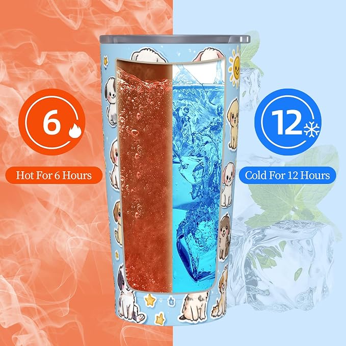 Dog Tumbler with Lid and Straw 20oz Vacuum Insulated Coffee Cup Stainless Steel Tumblers Leakproof Travel Mug Present for Women Men - Image 6
