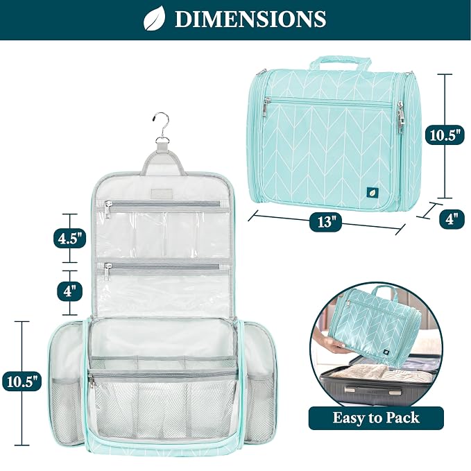 PAVILIA Large Hanging Toiletry Bag Travel Bag Women Men, Cosmetic Organizer - Image 2