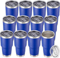30 oz Tumbler with Lid Stainless Steel Tumblers Bulk Vacuum Insulated Cup Reusable Powder Coated Travel Mug Double Wall Leak Proof Cups Keep Cold Drinks for 12 Hours Blue, Set of 12 by CoolYoleb
