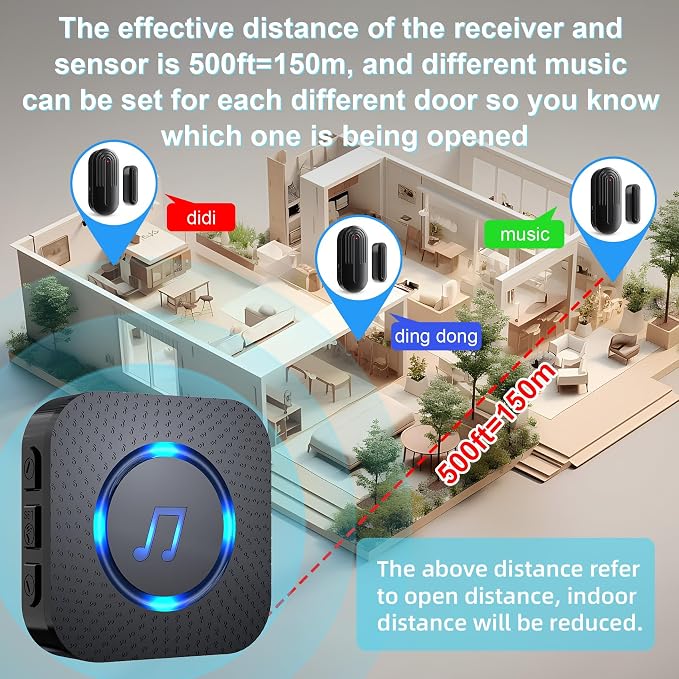 SanJie Door Chime, Wireless Door Chimes When Door Open Entry - Image 7