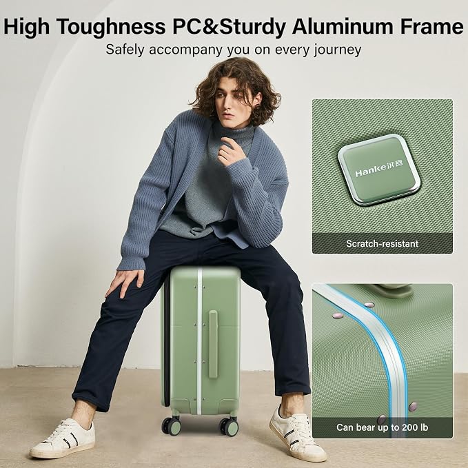 Hanke 24 Inch Luggage with Cup Holder and Charge, Top Opening Hard Shell - Image 7