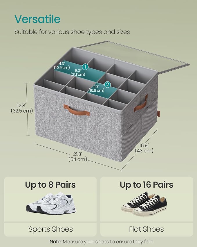 SONGMICS Shoe Organizers for Closet, Pack 2 Shoe Storage Bins, Fits 32 Pairs - Image 6