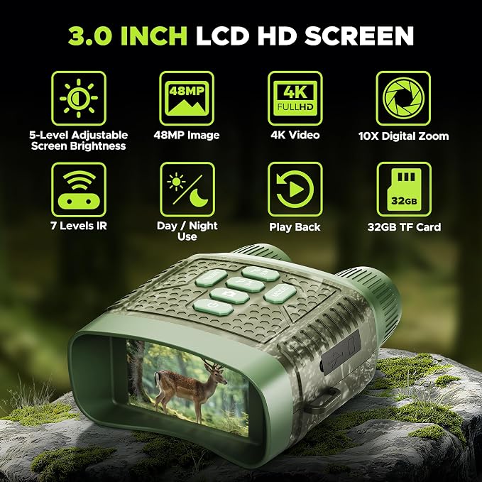 Night Vision Goggles, 4K Night Vision Binoculars, 5000mAh Battery and 32GB TF - Image 2