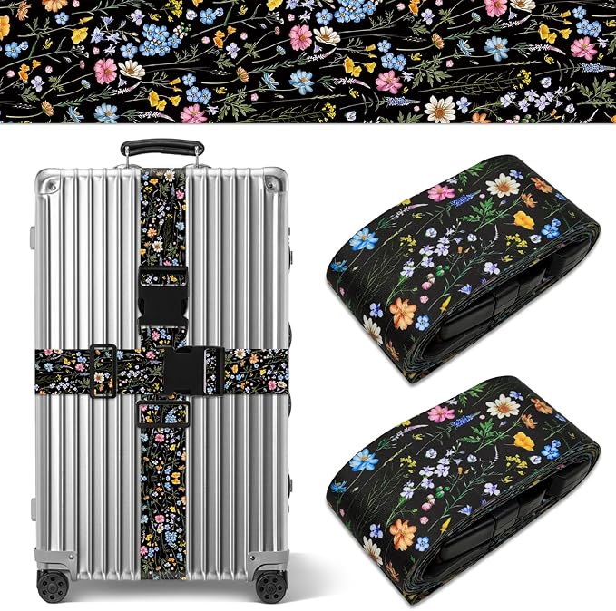 2 Pack Wildflower Luggage Straps by Unknown
