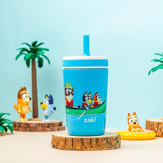 Zak Designs Bluey Kelso Toddler Cups For Travel or At Home, 12oz Vacuum Insulated Stainless Steel Sippy Cup With Leak-Proof Design is Perfect For Kids (Bluey, Bingo, Grandad Mort) - Image 2