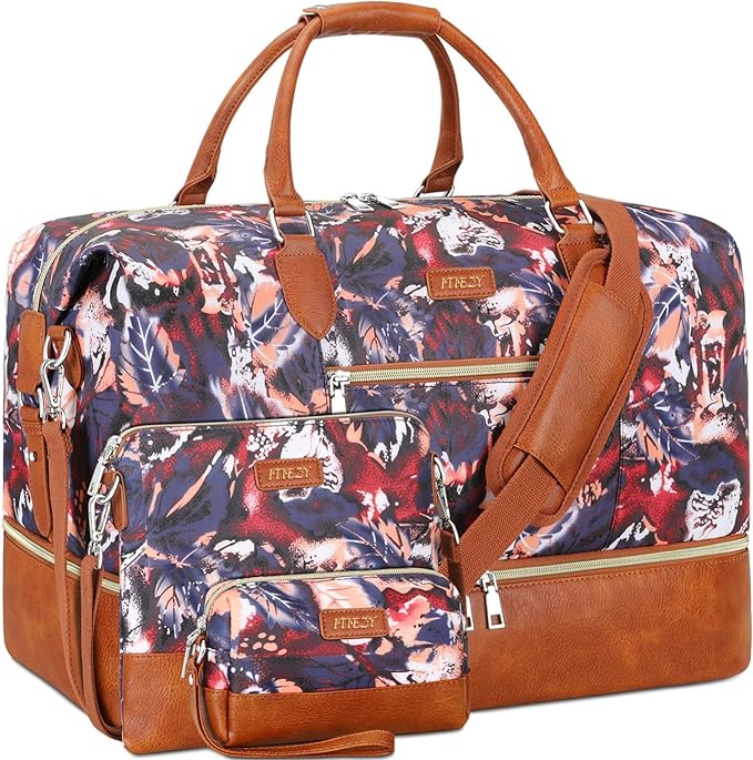 Weekender Bag for Women, Travel Duffel Bag Carry On Overnight Bag by ITIEZY
