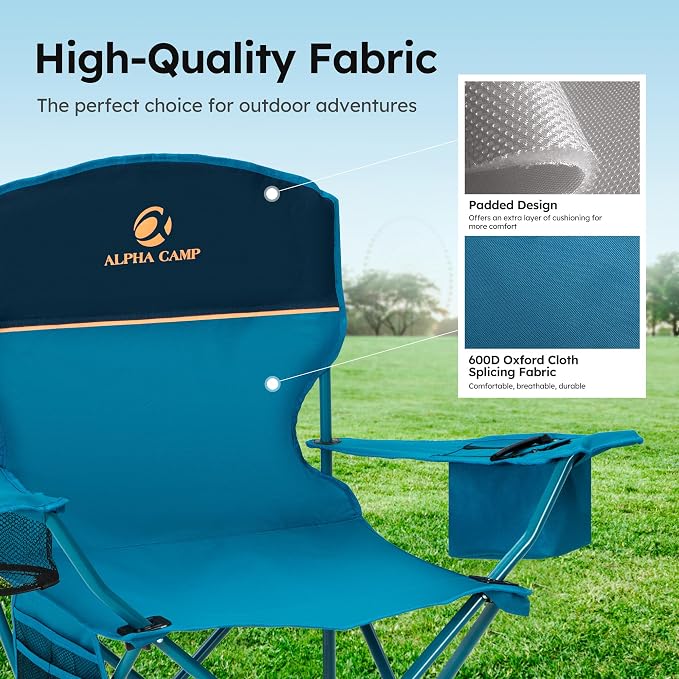 ALPHA CAMP Camping Chair 2 Pack Portable Chair - Image 4