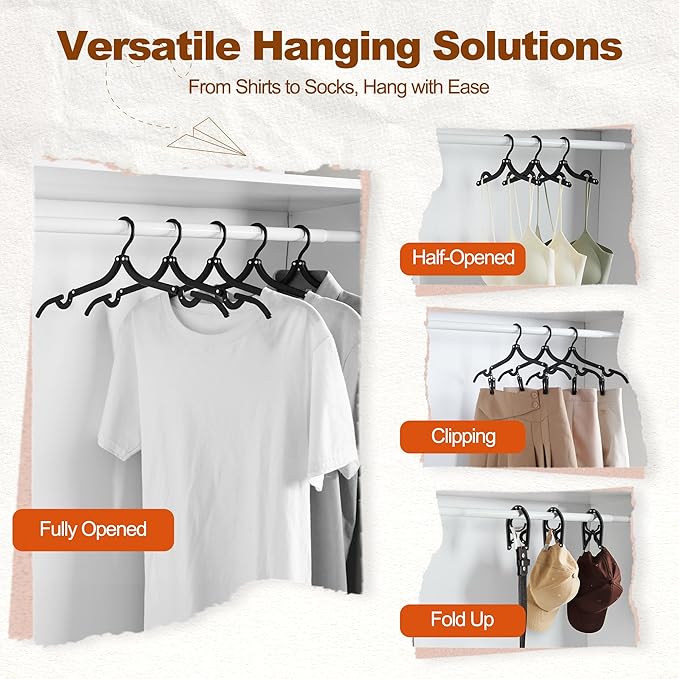 HOUSE DAY Foldable Travel Hangers 20 Pack w/10 Clips, Cruise Essentials 2025 - Image 5