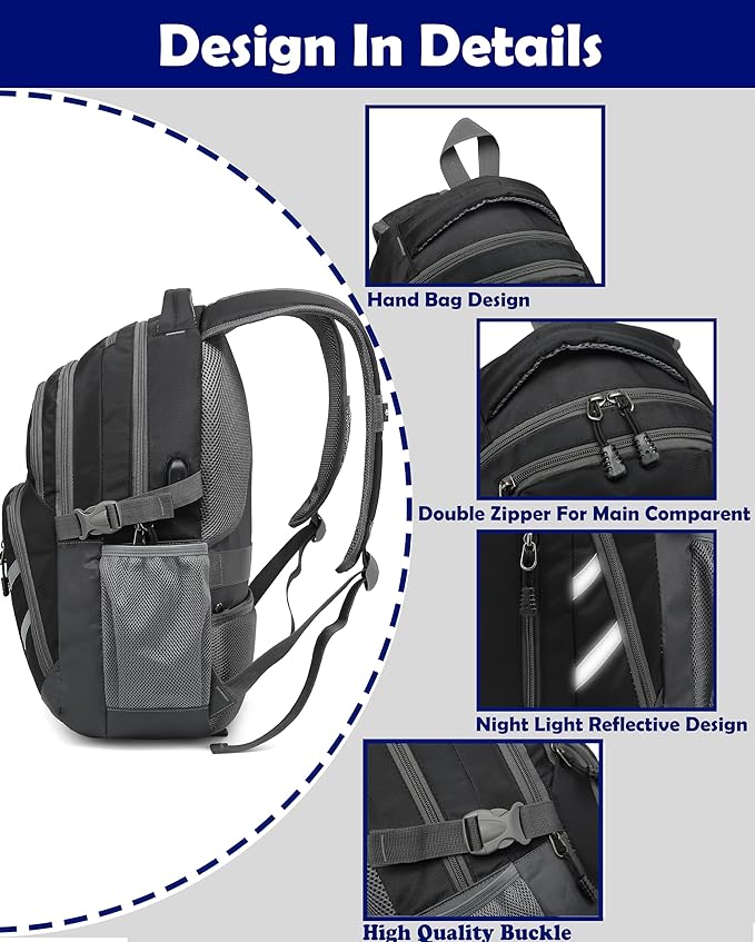 ProEtrade Backpack Bookbag for College Laptop Travel, Fit Laptop Up to 15.6 inch - Image 3