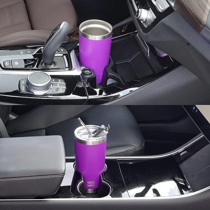 WETOWETO 20oz Tumbler with 2 lids and 2 straws, Stainless Steel Vacuum Insulated Water Coffee Tumbler Cup, Double Wall Powder Coated Spill-Proof Travel Mug Thermal Cup (Purple, 1 Pack) - Image 6