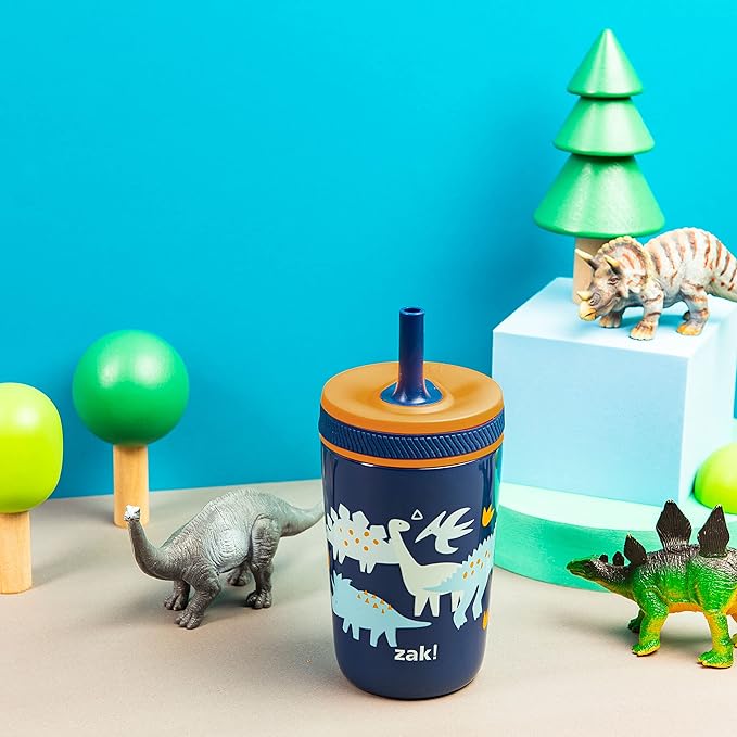 Zak Designs Kelso Toddler Cups For Travel or At Home, 12oz Vacuum Insulated Stainless Steel Sippy Cup With Leak-Proof Design is Perfect For Kids (Zaksaurus) - Image 3